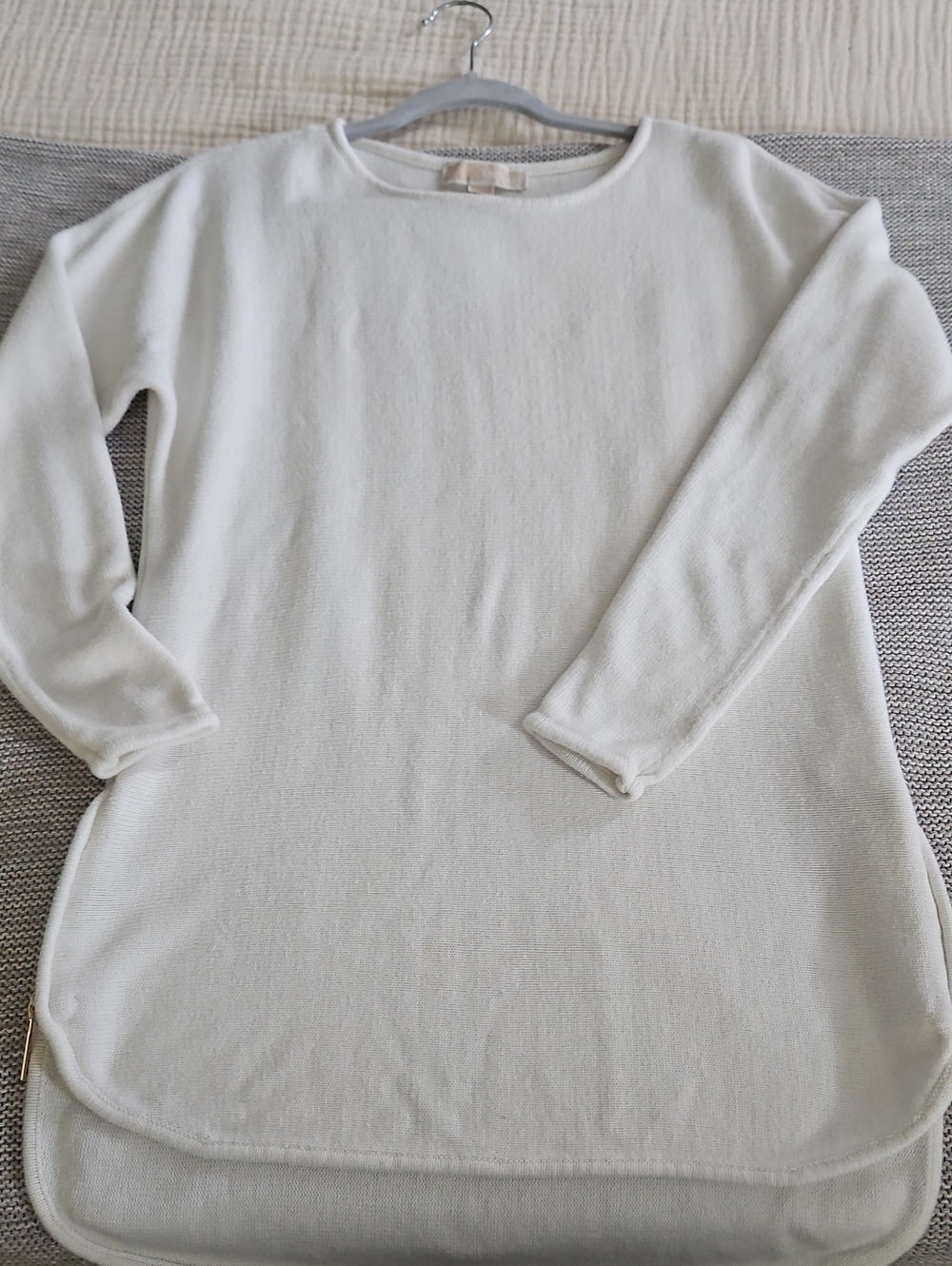 Michael Kors Cream Crewneck Knit Tunic Sweater